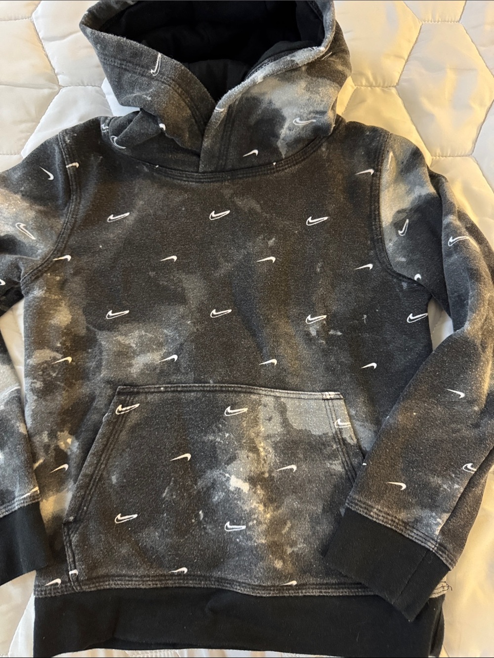 Nike Kids Black & White Swoosh Pullover Hoodie